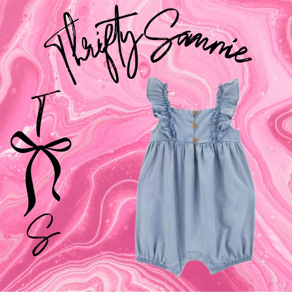 NWT 9M Carter's Denim Ruffle Sleeve Romper